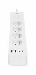 NEDIS Wi-Fi chytrý prodlužovací přívod/ 3x zásuvka typu E/ 16A/ 2x USB-A/ 2x USB-C/ 2m/ Android/ iOS/ bílá
