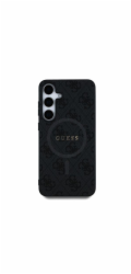 Guess kožené pouzdro MagSafe s barevným kroužkem 4G pro Samsung Galaxy S25 Plus, černé