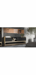 Cama RTV PORTO 3D skříňka 190x38x50 dub/černá