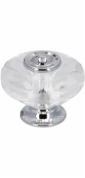 Nábytková úchytka Siro H119 plast/kov křišťálově čirý chrom lesklý O 38 mm