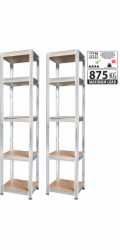Regál Racks, kovový, MDF, 5 polic, 1800x400x400 mm, bal. 2ks
