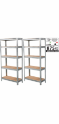 Regál Racks, kovový, MDF, 5 polic, 1800x900x300 mm, bal. 2ks