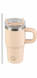 Termohrnček MagicHome, na kávu/čaj, 550 ml, se slámkou, nerez