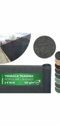 Tkanina tieniaca POPULAR.NET 2x10 m, HDPE, UV, 150 g/m2, 90% antracit