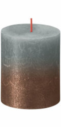 Sviečka Bolsius Rustic, valcová, Vianoce, Sunset Eucalyptus Green+ Copper, 80/68 mm