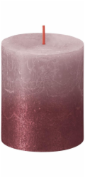 Sviečka Bolsius Rustic, valcová, Vianoce, Sunset Ash Rose+ Red, 80/68 mm