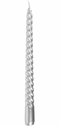 MagicHome Vánoční svíčka, 25 cm, bal. 2 ks, stříbrná, spirála, kroucená