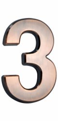 MagicHome "3" domovní číslo, s lepicí páskou, bronz, se štítkem, 70x100 mm, ABS