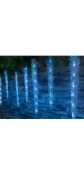 Řetěz MagicHome Christmas Icicle, 65x LED ledově modrá, 8 funkcí, 230 V, 50 Hz, IP44, venkovní, osvě