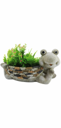 Dekorace MagicHome Gecco, Žába s květináčem, magnézie, 35x16x17 cm