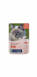 BOZITA Masové kousky v želé s lososem – vlhké krmivo pro kočku – 85g