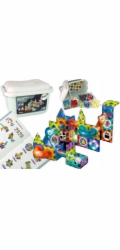 LeanToys Magnetické bloky s kuličkou a osvětlenou dráhou , 75 dílků, LEAN Toys