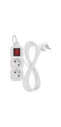 Emos prodlužovací kabel 2 m / 2 zásuvky / s vypínačem / bílý / PVC / 1 mm2