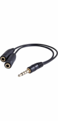 Redukce zvuku, Jack, Jack (3,5 mm) M (4-half)-Jack (3,5 mm) 2x F, 0,2, stereo, černá