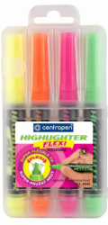 Centropen ZNAČKOVAČ TEXTU CENTROPEN 8542 SMĚS BAREV 4 KS FLEXI ZHighlighter SOFT TIP 4 KS