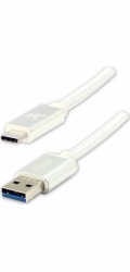 Logo kabelu USB Kabel USB (3.2 Gen 1), USB A M-USB CM, 2 m, 5 Gb/s, 5 V/3 A, bílý, logo, krabička, nylonové opletení, hliníkový kryt konektoru