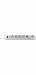 Prodlužovací kabel Powerton, 6 zásuvek, 3 m, bílá