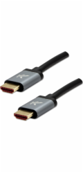 Video kabel HDMI M - HDMI M, HDMI 2.1 - Ultra High Speed, 2m, pozlacené konektory, hliníkový kryt, šedý, Logo 8K@60Hz, 48Gb/s