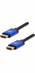 Video kabel HDMI M - HDMI M, HDMI 2.1 - Ultra High Speed, 1m, pozlacené konektory, hliníkový kryt, modrý, Logo 8K@60Hz, 48Gb