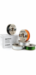 3D Spectrum pero Spectrum 3D filament, Premium PCTG, 1,75 mm, 5x250 g, 80751, mix arktická bílá, dopravní černá, čistě oranžová, transparentní zelená, prémiová
