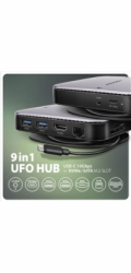AXAGON HMC-UFO, USB 10Gbps hub, 2x USB-A, USB-C, HDMI 4k/60, RJ-45, M.2 slot, SD/mSD, audio, PD 100W, kabel USB-C 65cm