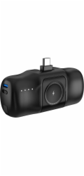 Wozinsky WF16-YCS 5000mAh 15W USB-C mini powerbanka s vestavěným kabelem USB-C a nabíječkou pro Apple Watch - černá
