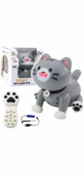 LeanToys Interaktivní dálkově ovládané robotické kotě na RC dálkové ovládání šedé barvy LEAN Toys
