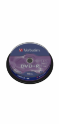 VERBATIM DVD+R(10-Pack)Spindl/MattSlvr/16x/4.7GB