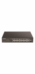 D-Link DGS 1100-18PV2 - Prepínac - inteligentní - 16 x 10/100/1000 (PoE+) + 2 x kombinace Gigabit SFP - Lze montovat do rozvadece - PoE+ (130 W)