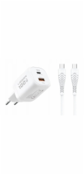 Veger Nabíječka Síťová nabíječka pro telefon USB A + Type-C PD Super Charge PPS 100W + kabel Type-C-C 240W VEGER TR150 bílá
