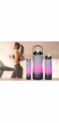 ExtraLink Motivační sada lahví 3 v 1, růžovo-černá, 2000 ml + 900 ml + 300 ml