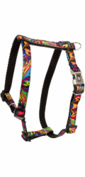 BarryKing Postroj pro psy , vzor Picasso, polypropylenový popruh, 25 mm/70-90 cm, černý