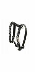 Barry King Postroj pro psy Equilibre, černá zebra, niklová kůže, malý 13 mm / obvod krku 25-40 cm / obvod hrudníku 35-50 cm