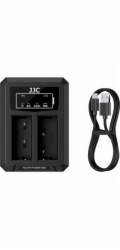 JJC Nabíječka fotoaparátů s dvojitým USB-C portem pro 2 dobíjecí baterie Fuji NP-w126 / NP-w126s / DCH-w126tc