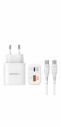 Veger Nabíječka Síťová nabíječka pro telefon USB A + Type-C PD Super Charge PPS 45W + kabel Type-C-C 100W VEGER TR101 bílá