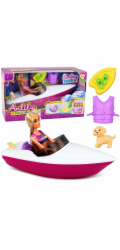 LeanToys Sada doplňků pro panenky Anlily v motorovém člunu, psí vesta se štěnětem a hrací deskou