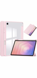 4kom.pl PRŮHLEDNÉ pouzdro na tablet CLEAR PENCIL pro Samsung Galaxy Tab S11 11 SM-X730 SMX736 s klopou růžové