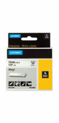 Dymo Rhino Band IND, Vinyl 12 mm x 5,5 m cerna na bile