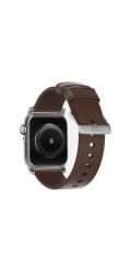 Řemínek Nomad NOMAD Moderní kožený hnědý 42mm / 44mm konektor Stříbrný