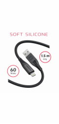 Data kabel SWISSTEN SOFT SILICONE USB/Lightning, 60W, 1,5m, černá