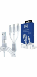 3mk nabíjecí kabel - Hyper Cable 3in1 A/C to C/Micro/Lightning 1.5m, bílá