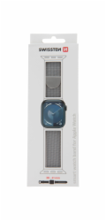 Swissten řemínek pro apple watch milánský tah 42 / 44 / 45 / 49 mm stříbrný