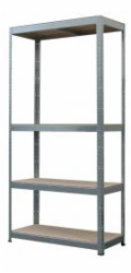 Regály, kov, MDF, 4 police, 700x300x1500 mm, max. 150 kg/polici