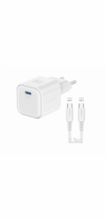 Swissten síťový adaptér gan 1x usb-c 20w power delivery bílý + datový kabel usb-c/usb-c 1,2 m bílý