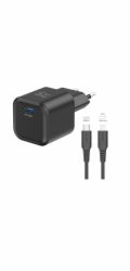Swissten síťový adaptér gan 1x usb-c 35w power delivery černý + datový kabel usb-c/lightning 1,2 m černý