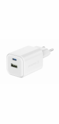 Swissten síťový adaptér gan 1x usb-c 45w pd + 1x usb-a 18w qc bílý