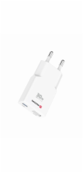 Swissten tenký síťový adaptér GaN USB-C + USB-A 30w bílý