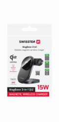 Swissten Skládací Bezdrátová Qi2 Nabíječka Magbase 3v1 Černá (Kompatibilní s MagSafe)