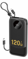 Dudao Powerbanka K13 10000mAh s vestavěným kabelem - černá