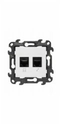 Kontakt-Simon Simon 24 Počítačová zásuvka RJ45 kategorie 5e + telefonní zásuvka RJ11 bílá N5T.01/11